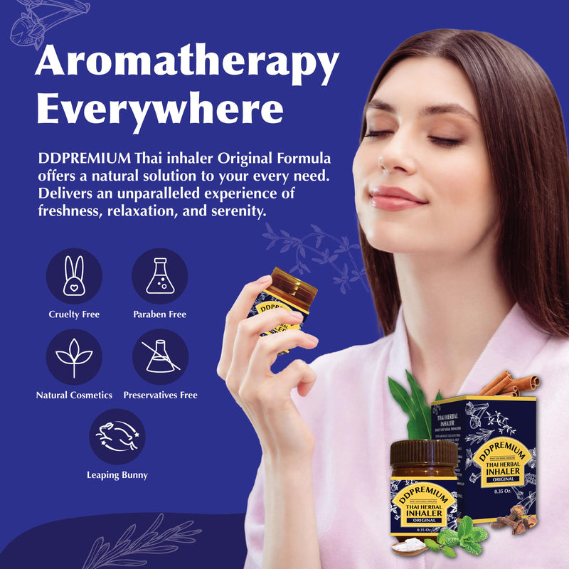 Herbal Inhaler with Menthol & Essential Oil - Natural Thai Inhaler for Enhanced Breathing, Promotes Clearer Nasal Passages - Compound Herb Formula Original Pack of 6 Pack 6