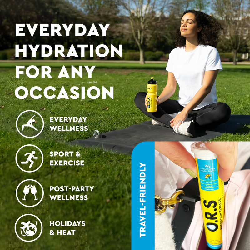 O.R.S Hydration Tablets with Electrolytes, Vegan, Gluten and Lactose Free Formula – Soluble Sports Hydration with Natural Lemon Flavour, 72 Count Lemon, 72 12 count (Pack of 6)