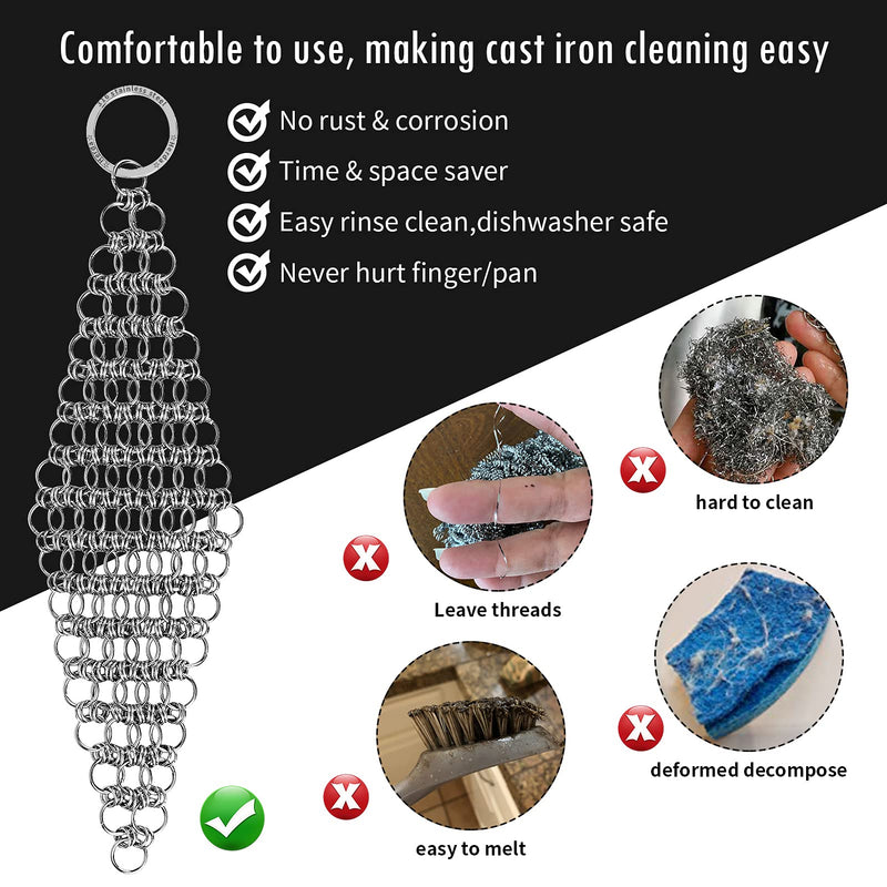 [Australia] - 2pcs 5"x5" Cast Iron Scrubber 316 Chain Mail Scrubber Cast Iron Cleaner-Chainmail Scrubber for Cast Iron Pans, Cast Iron Pan Pot Skillet Cleaner Scrubber for Cleaning Cast Iron,Dutch Ovens,Wok,Pots 