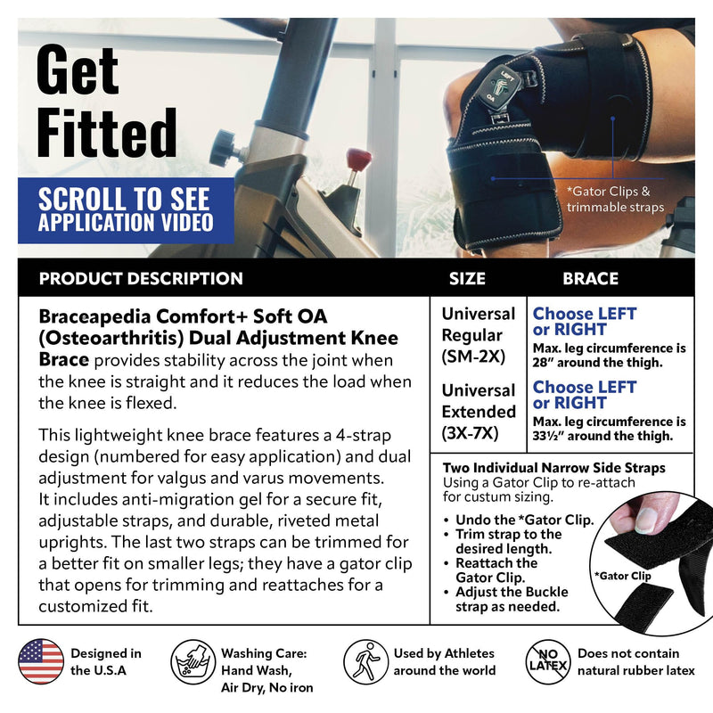 [Australia] - Comfort+ Soft Osteoarthritis Dual Adjustment (OA) Knee Brace for ACL & Meniscus & Hyperextension, Patella Stabilizer, Knee Sleeve, Knee Brace for Women and Men, Universal Regular Size, Right 