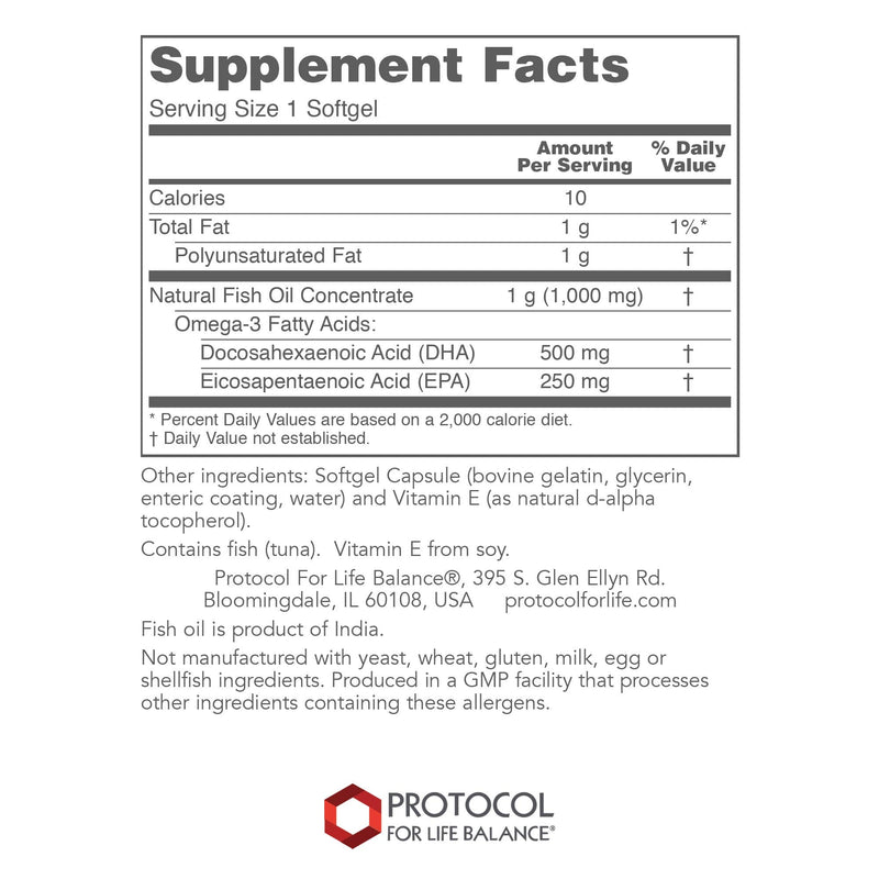 [Australia] - Protocol DHA-500 - DHA 500mg & EPA 250mg - Fish Oil Supplement - Brain Health & Support* - Easy Digestion - Non-GMO & Halal - 120 Softgels 