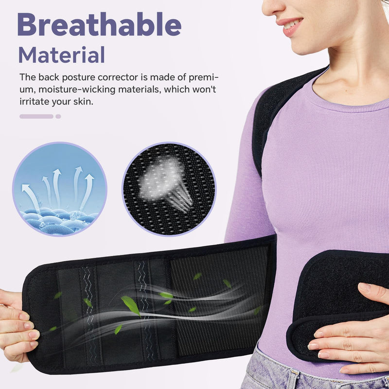 Back Brace for Women and Men Posture Corrector with Adjustable Lumbar Support - Shoulder Upper Lower Back Pain Relief for Hunchback Scoliosis Sciatica - Breathable Design (39.5''-43.5'') X-Large