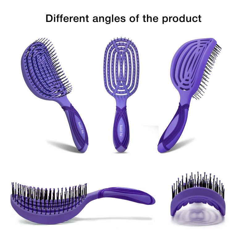 NuWay 4HAIR DoubleC PRO U.S. Patented Double Curved Detangling Brush is Hair Dryer Safe (Hyacinth) Hyacinth