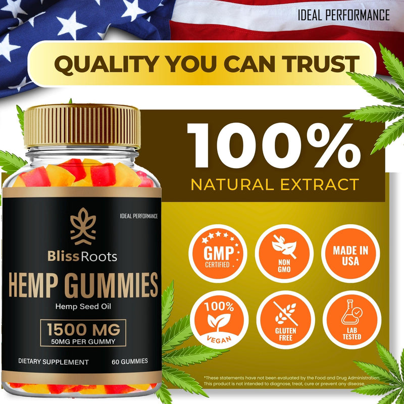 Bliss Roots Hemp Gummies with Hemp Seeds Organic Extract, BlissRoots Advanced Formula Gummy with Hemp Oil, Bliss Roots Hemp Gummies Reviews (3 Pack)