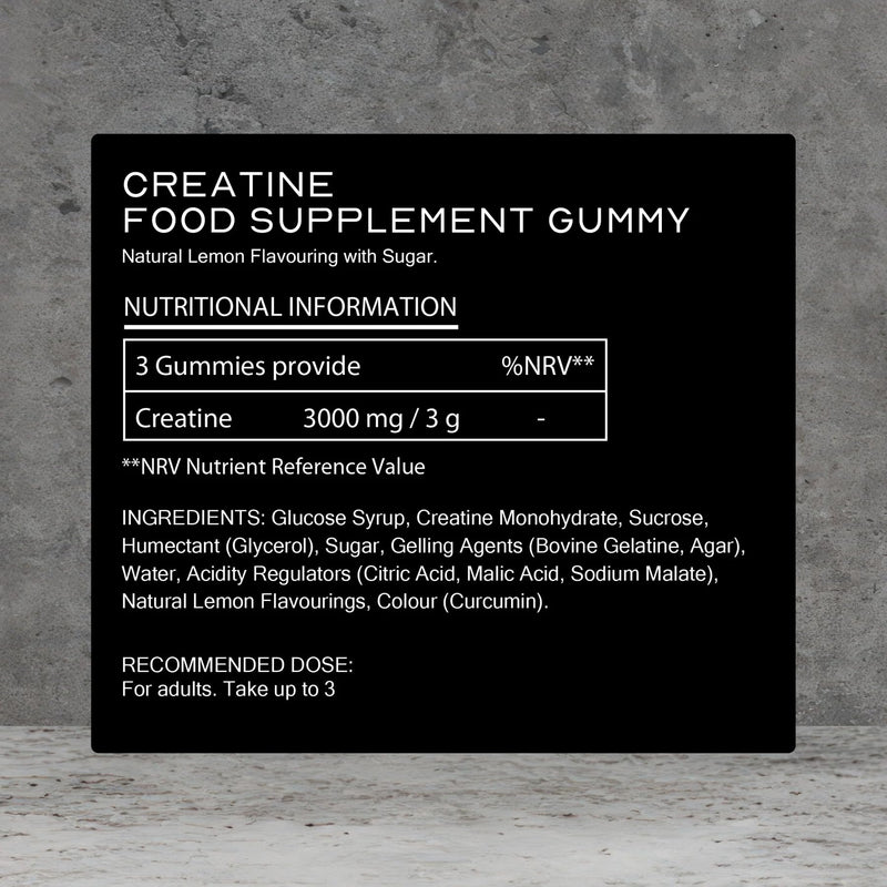 Creatine Gummies 3000mg | 60 Gummies | Lemon Flavour Creatine Monohydrate | Creatine Gummies for Strength, Power & Gym Performance | Alternative to Creatine Powder or Creatine Tablets