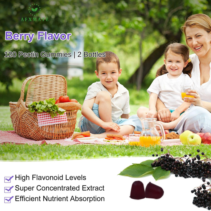 AFXMATE Elderberry Gummies with Zinc and Vitamin C for Adults & Ages 4+ | Immune Support Gummies, Sugar Free, Black Sambucus Elderberry