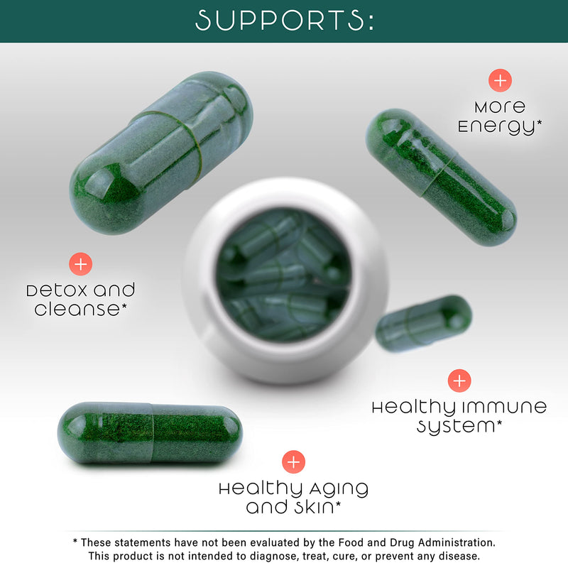 [Australia] - Organic Spirulina and Chlorella Capsules –Organic Chlorophyll Pills & Blue Green Algae to Support Powerful Detox, Energy & A Healthy Immune System– 3X More Chlorella Spirulina Powder/Serving – 90 Ct 