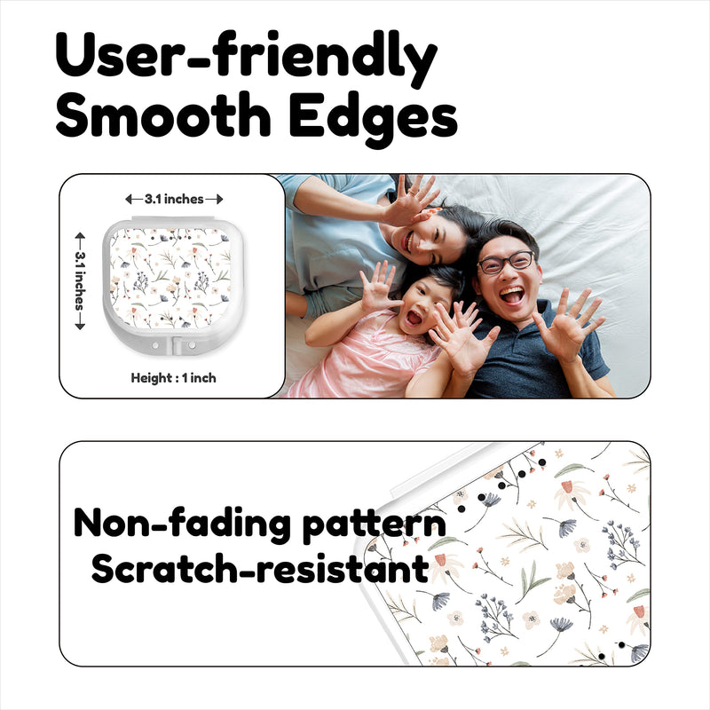 [Australia] - Retainer Cases Cute, Retainer Holder Case 1 Pack, Aligner Case with Colorful Novelty Cute Patterns, Night Guard Case with Floral Patterns (White) 