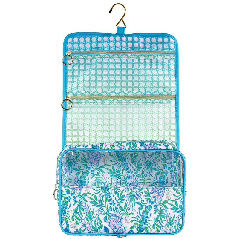 Lilly Pulitzer Hanging Toiletry Bag, Just a Pinch | Travel Cosmetic Bag with Handle, Organization, Hanging Travel Organizer for Makeup & Toiletries with Zipper Pockets