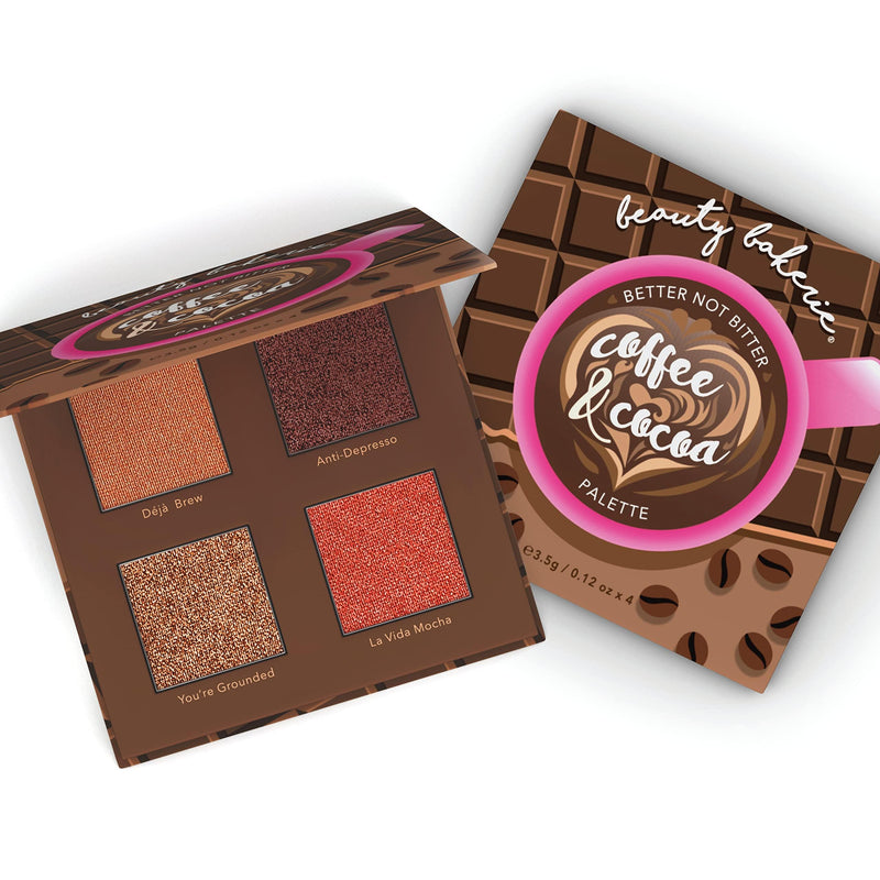 [Australia] - Beauty Bakerie Coffee & Cocoa Palette, Versatile Blush and Bronzer Powder Palette for Every Skin Tone, Creamy Satin Finish, 4 Sugary Shades, Highlight, Contour, Blush Kit for Women 