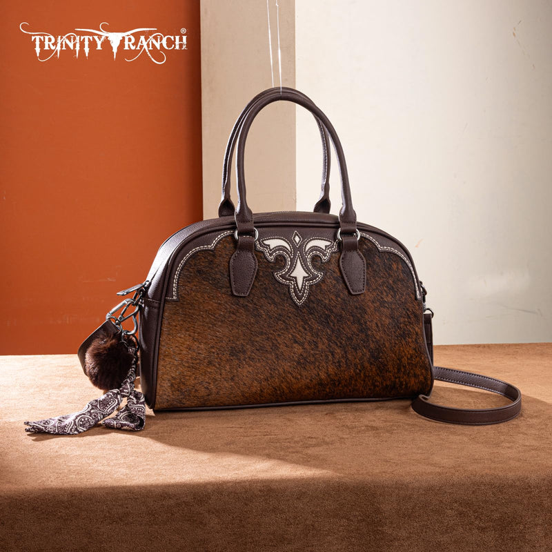Mini Duffel Bag for Women Hair-on Cowhide Crossbody Bag Coffee