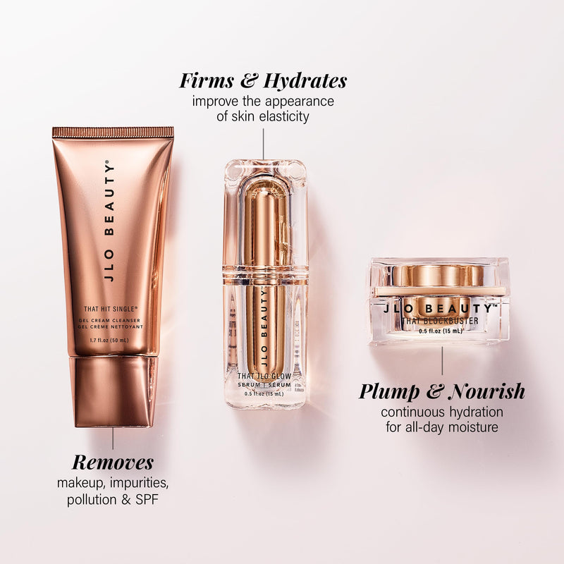 [Australia] - JLO BEAUTY That JLo Starter Kit | Includes Serum, Cleanser, and Cream, Gently Tightens, Clears, Brightens, and Hydrates for Smooth, Radiant Skin 