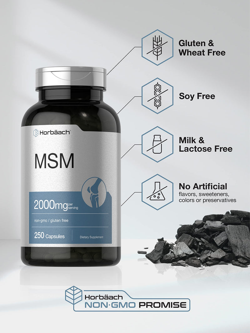 [Australia] - Horb√§ach MSM Supplement Capsules | 2000mg | 250 Count | Non-GMO and Gluten Free Formula | Methylsulfonylmethane 