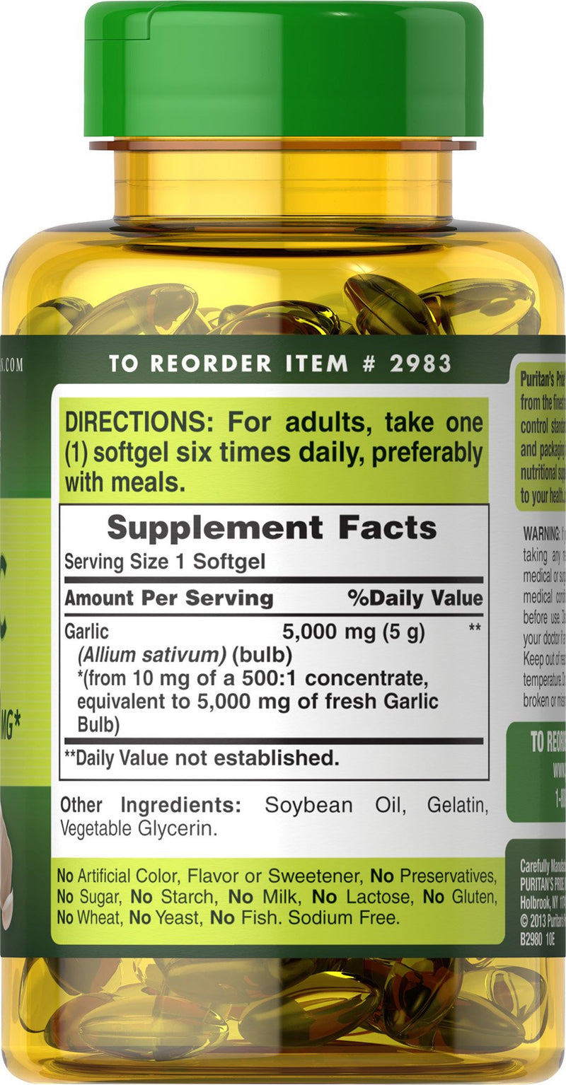 [Australia] - Puritan's Pride Garlic Oil, 5000 Mg, 250 Count 250 ct 