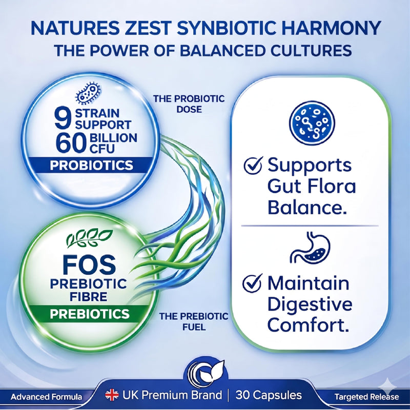 Bio Cultures Complex Probiotics and Prebiotics for Gut Health 60 Billion CFU - 30 Vegan Capsules - High Strength Digestive Supplements, Multi Strain Pre and Probiotics Formula for Men & Women 30 count (Pack of 1)