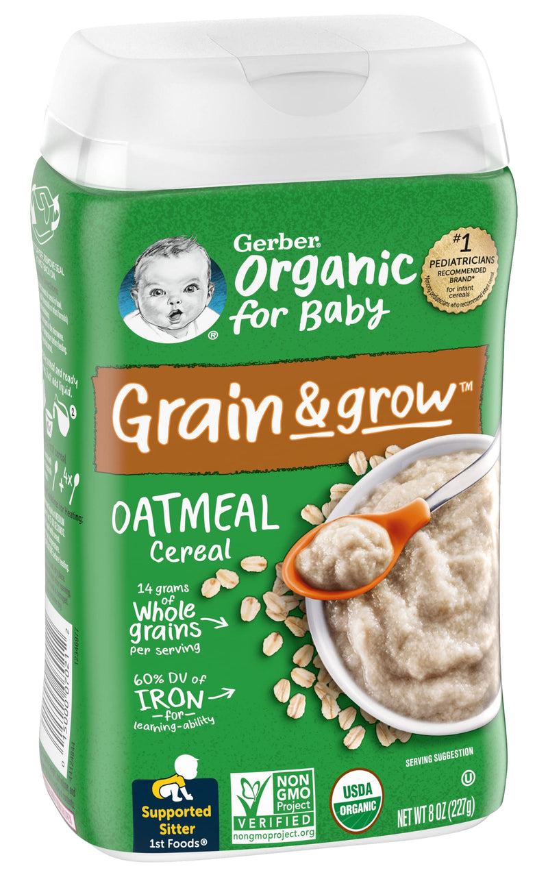 Gerber Baby Cereal, Organic Oatmeal, 8 Ounce