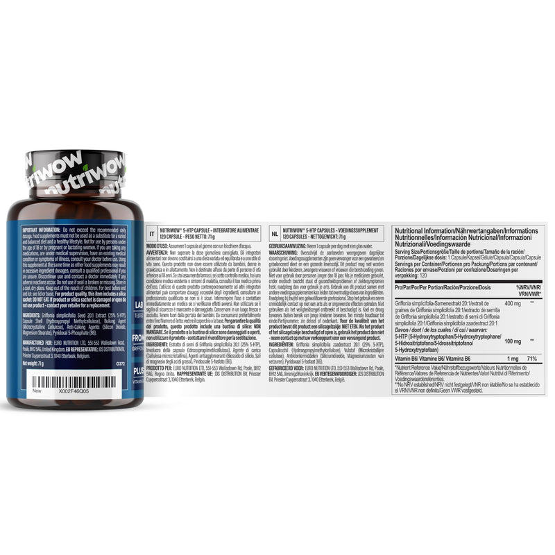 5HTP Capsules - 5HTP High Strength 100mg from Griffonia Seed - 120 Capsules