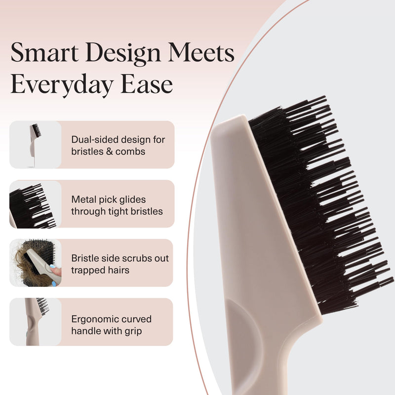 [Australia] - Kitsch Hair Brush Cleaner Tool | Double-Sided 2-in-1 Brush Cleaner for Hair Brushes & Combs | Eco-Friendly Cleaning Tool with Pick & Bristles, Perfect Gifts for Women | Hair Stylist Essentials 