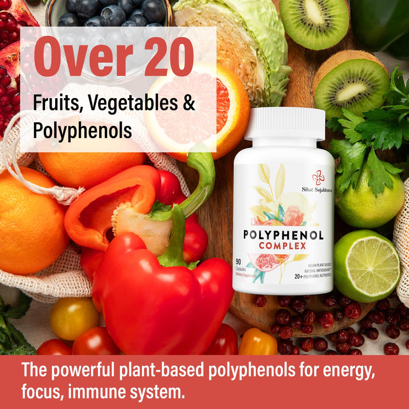 [Australia] - 67,500 MG Polyphenols Supplement - Powerful Antioxidants & Polyphenol for Age Defense, Polyphenol Superfood, Quercetin, Resveratrol, Green Tea, Plant-Based & Energy, Immune Support, 90 Capsules 90 Count (Pack of 1) 