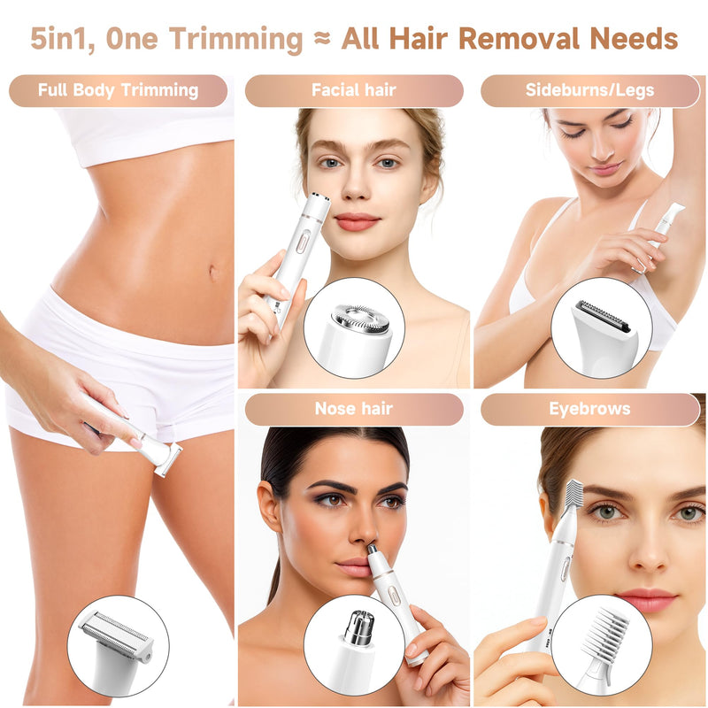 [Australia] - Gurelax Electric Body Hair Trimmer - Groin Trimmer for Men - Bikini Trimmer Women - 5-in-1 Lady Shaver Groomer, IPX7 Waterproof Razor Heads&USB Recharge with Travel Bag 