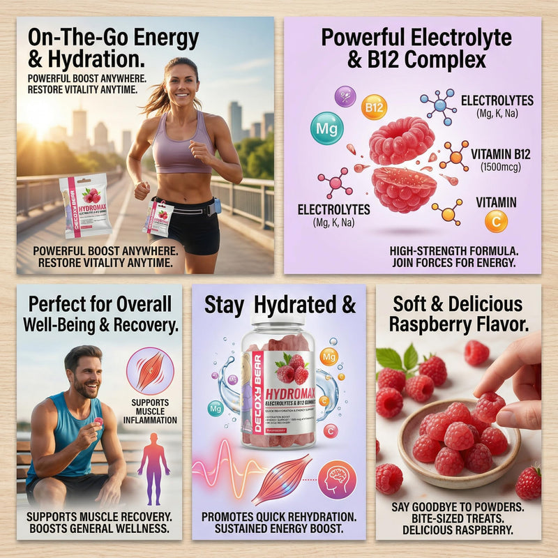 Hydromax Electrolytes Gummies - 60-Count Keto Electrolyte 2000mg and B12 Vitamin 1500mcg - Soft Chewable Gummies for Energy Support, Non GMO, Hydration Boost, Muscle Recovery