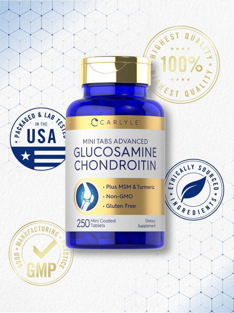 [Australia] - Carlyle Glucosamine Chondroitin MSM | 250 Mini Tablets | Advanced Formula with Turmeric | Non-GMO, Gluten Free 