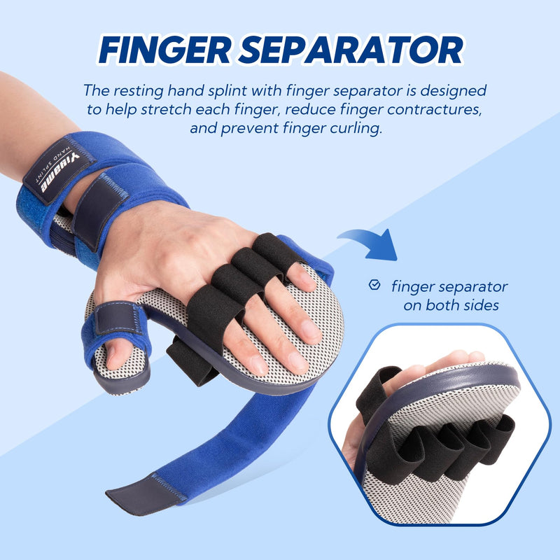 Resting Hand Splint, Stroke Hand Brace with Finger Support, Hand immobilizer for Carpal Tunnel Wrist Night Support, 5 fingers Straightening, Flexion Contractures, Fits Right & Left, M