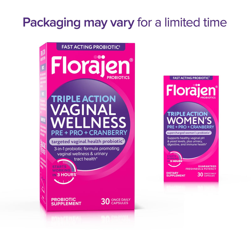 [Australia] - Florajen Women‚Äôs Triple-Action Probiotic - Prebiotic + Probiotic + Cranberry for Vaginal, Digestive, & Immune Support - Fast-Acting - Clinically-Studied - Gluten-Free & Vegan - 30-Count 