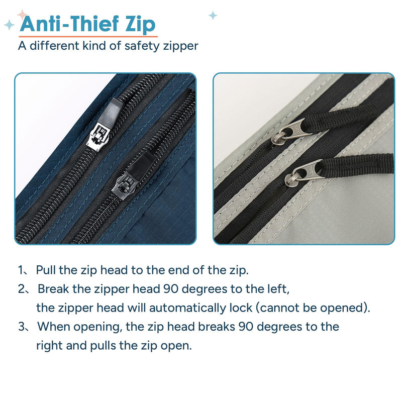 travel inspira RFID Blocking Travel Money Belt with Anti-Thief Zip - Slim Passport Holder and Travel Pouch to Secure Cash, Cards and Documents * 2 Pack