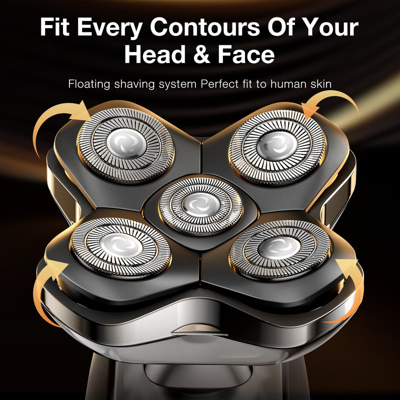 [Australia] - 5D Head Shaver Replacement Blades - Magnetic Floating Razor Heads, Wet & Dry Compatible, Precision Shaving, Waterproof & Skin-Friendly, Easy Blade Replacement for 5D Electric Shaver Silver-2 