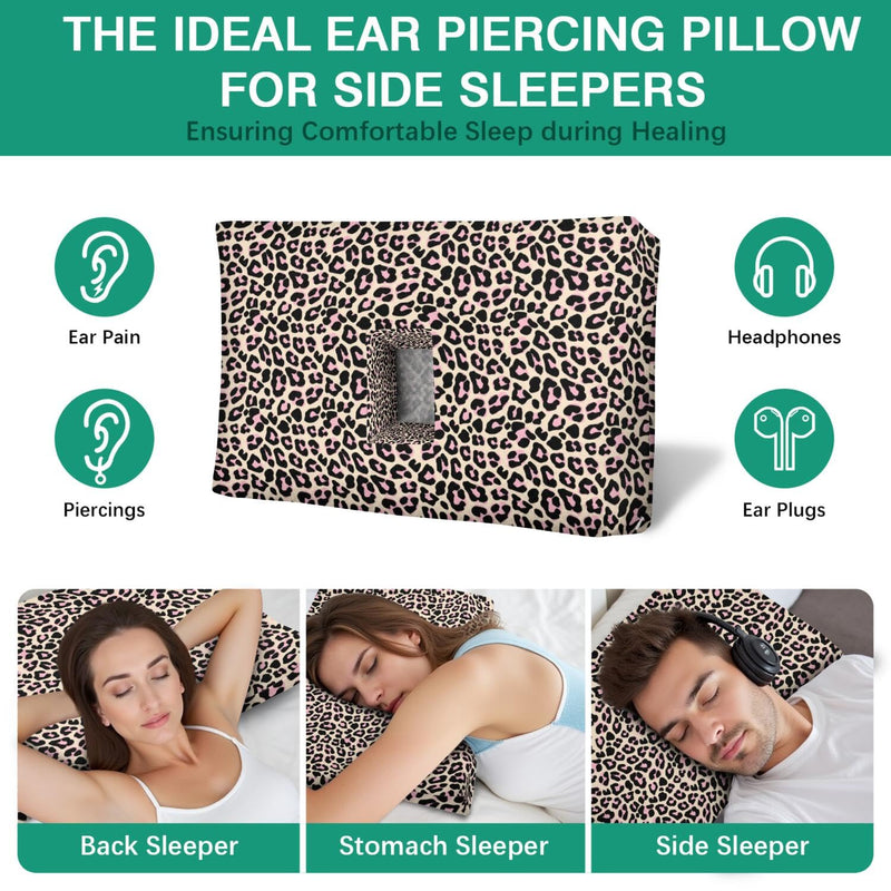 [Australia] - Ear Piercing Pillow for Side Sleepers,Rectangle Design with Big Hole for Ear Protection & Pain Relief,Soft & Breathable,Washable Cover (22x13x4 inches) Brown 22"*13"*4" 