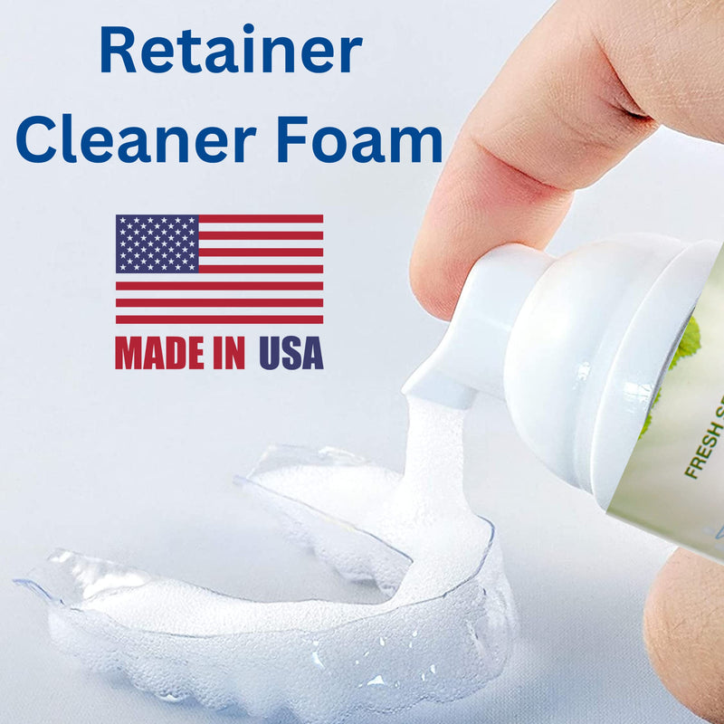 [Australia] - Retainer Cleaner & Aligner Cleaner FoamBright, Great for Invisalign, Teeth Whitening Foam, Candid, Byte, Denture Whitener Toothpaste & Braces Cleaning Peroxide Free Oral Care Replaces Tablets, Paste 1 Unit Pack With Case 