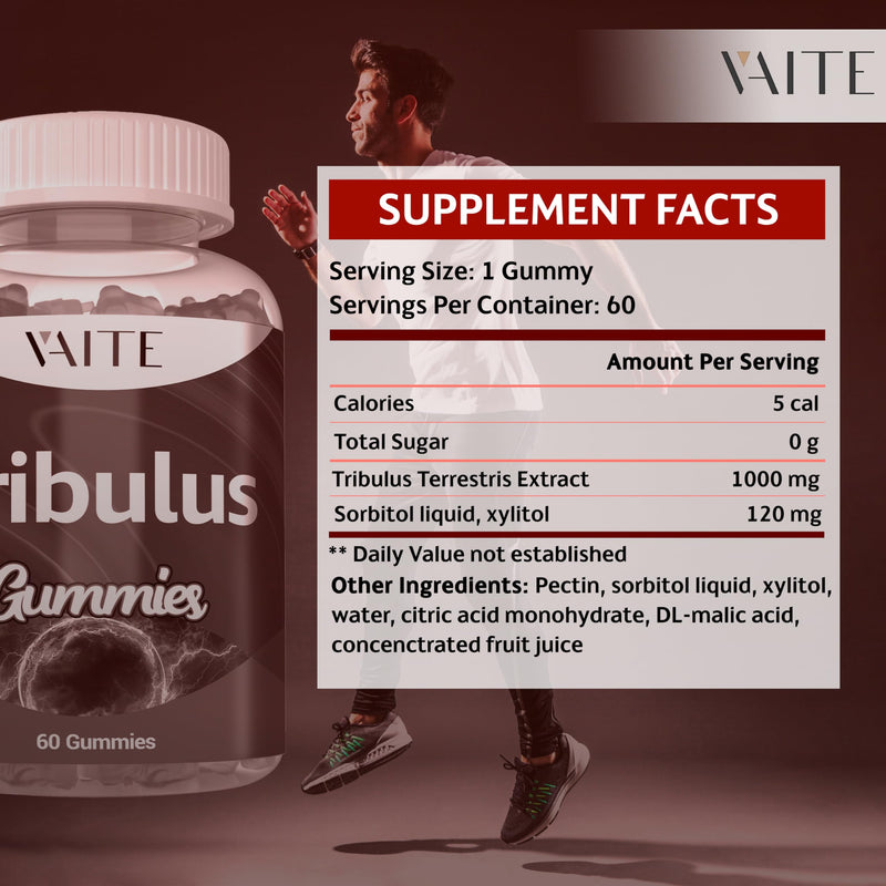 [Australia] - Tribulus Terrestris Gummies 1000 mg ‚Äì 60 Chewable Gummies ‚Äì Vegan, Sugar-Free, Gluten-Free, Non-GMO ‚Äì Plant-Based Daily Formula ‚Äì No Water Needed ‚Äì Easy-to-Take Supplement Format 