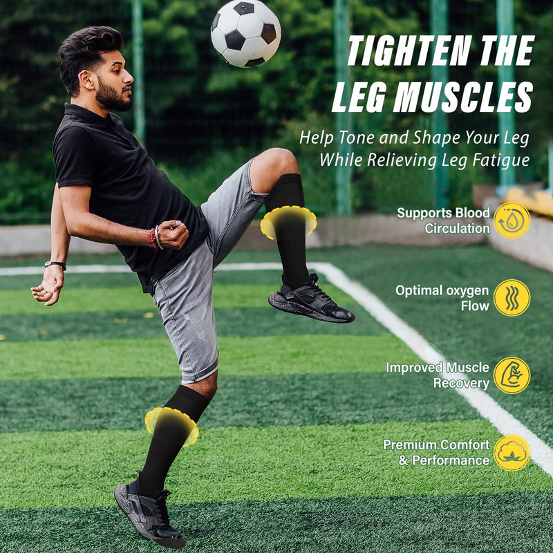 [Australia] - Lhedon 2 pairs of pressure socks, knee supports, perfect for circulation, jogging, cycling, traveling BLACK-XL 10-16 