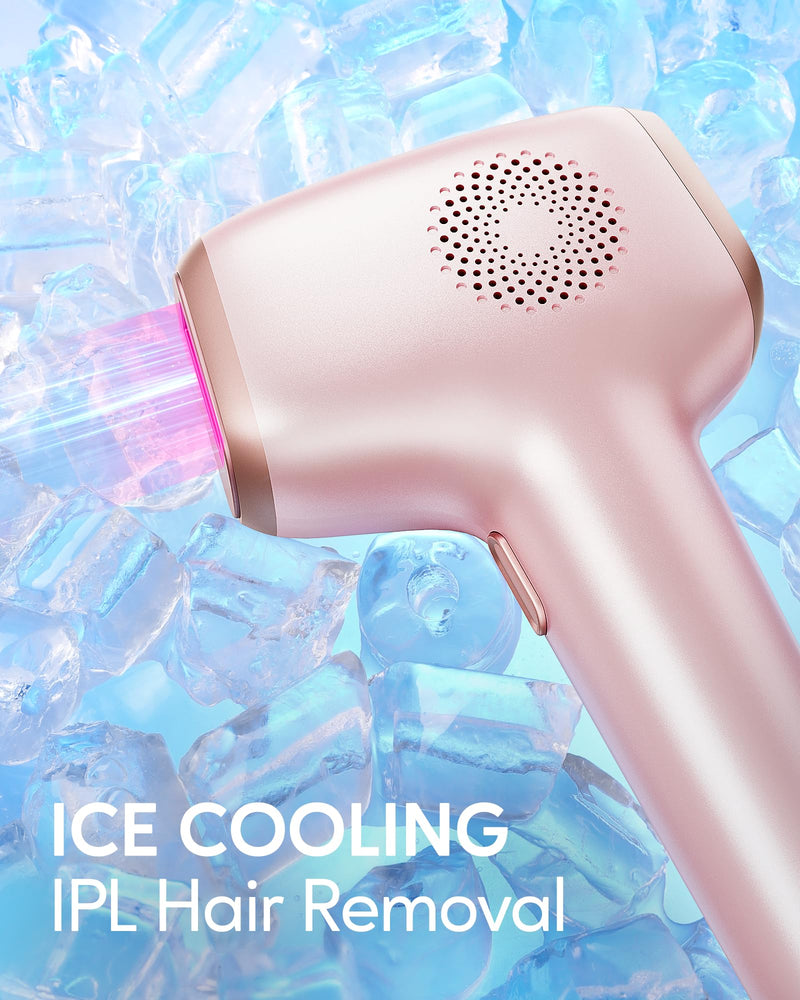 [Australia] - INNZA IPL Hair Removal with Ice Cooling Care Function for Women,Long-Lasting Results,999,999 Flashes Painless IPL Hair Remover, Hair Removal Device for Armpits Legs Arms Bikini Line Rose Gold 
