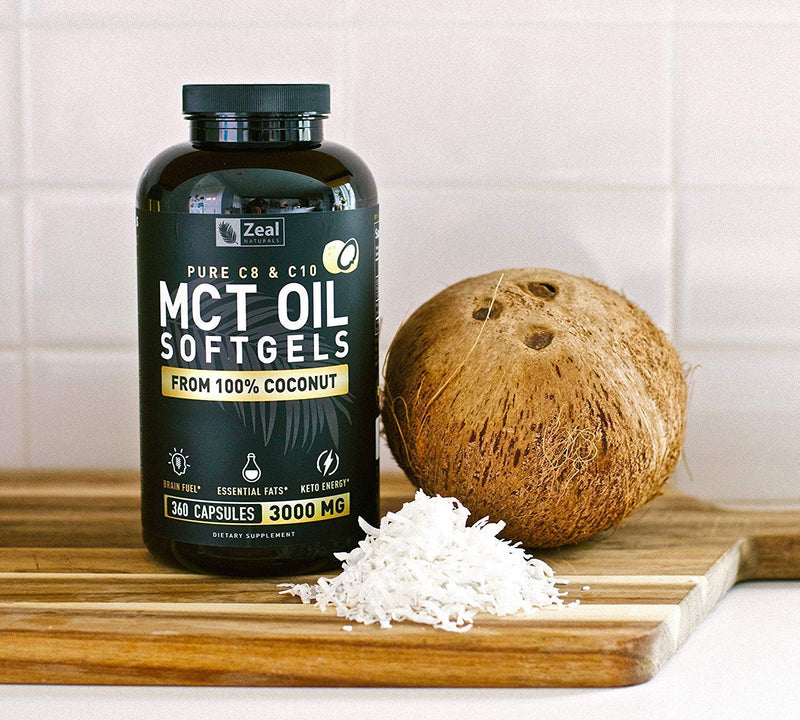 [Australia] - Pure MCT Oil Capsules (360 Softgels | 3000mg) 4 Month Supply Keto Pills w Unrefined Coconut - C10 & C8 Brain Fuel, Energy, Octane Ketosis 
