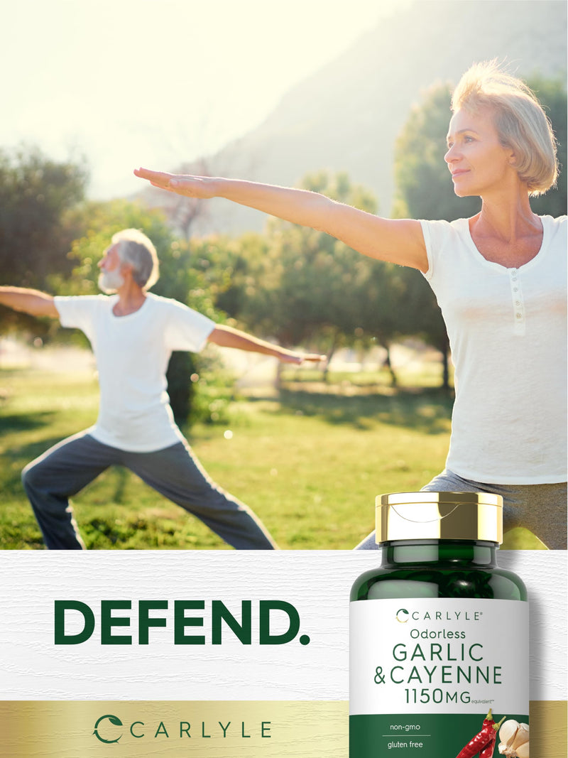 Carlyle Odorless Garlic and Cayenne 1150mg | 200 Softgels | Non-GMO, Gluten Free Supplement