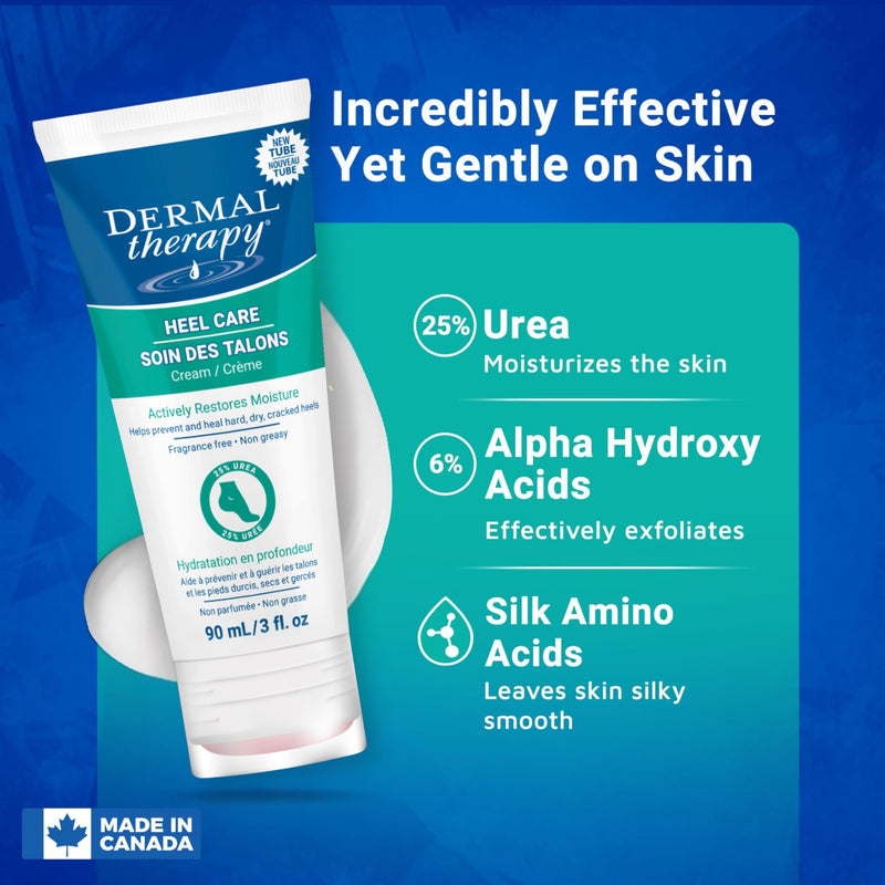 Dermal Therapy - Heel Care Cream, Foot Cream for Dry Cracked Heels, Intense Foot Moisturizer with Urea and AHA, Foot Lotion and Feet Exfoliator with Non-Greasy Formula, 3 o.z. 3 Fl Oz (Pack of 1)