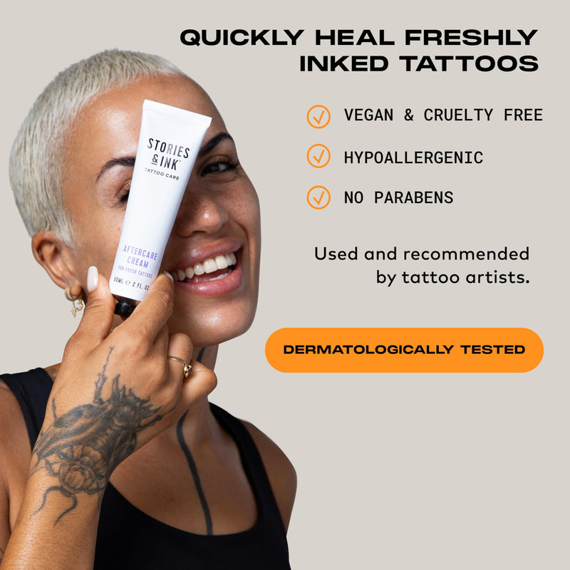 [Australia] - Stories & Ink Tattoo Care | AFTERCARE CREAM for fresh tattoos - Soothes Freshly Tattooed Skin, Visibly Calms Itchy or Irritated Skin, Fragrance-Free, Vegan & Cruelty-Free, 60 mL / 2 Fl Oz Cream (2 oz) 
