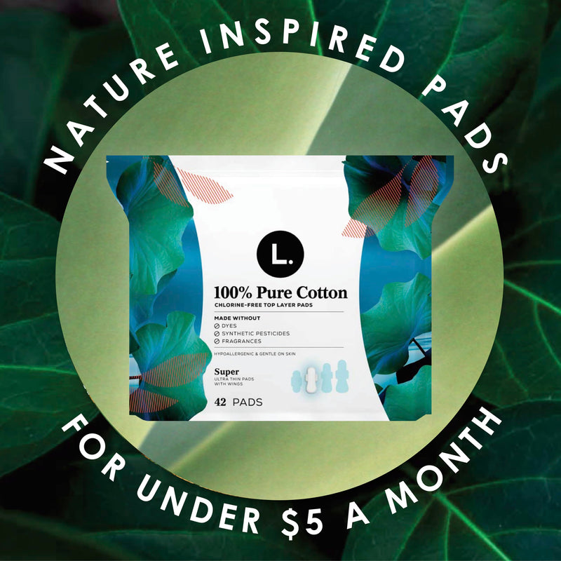 [Australia] - L. Pure Cotton Topsheet Pads for Women, Super Absorbency, Ultra Thin Pads with Wings, Unscented menstrual pads, 56 Count (Packaging May Vary) 