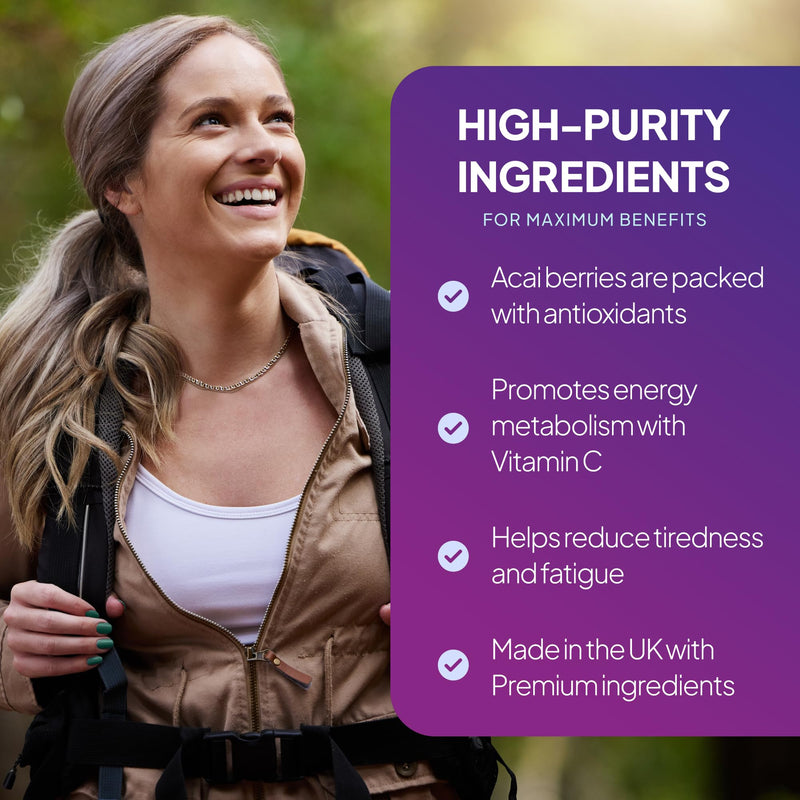 Acai Berry 5000mg Capsules | with Vitamin C | Supports Immune System & Collagen Formation | Freeze-Dried Extract | Vegan Friendly | 240 Capsules = 4-Month Supply | UK Made Unflavoured 1 count (Pack of 240)