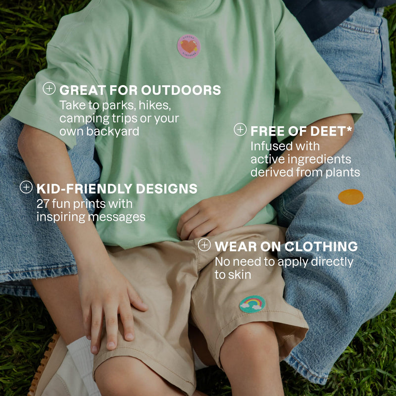 [Australia] - Cliganic Mosquito Repellent Stickers (90 Pack) - Positive Vibes Patches for Kids, Natural DEET-Free, Essential Oil Infused 90 Count (Pack of 1) 