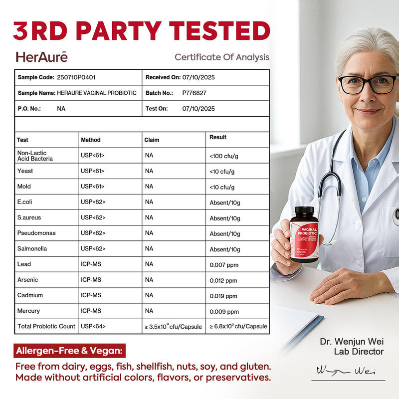 HerAure Vaginal Probiotics for Women - PH Balance,Yeast Balance,2pcs x60CT | Healthy Vaginal Odor, Vaginal Flora,Women Probiotics and Prebiotics, Immune Support - Prebiotics & Lactobacillus Probiotic 120 Count (Pack of 1)