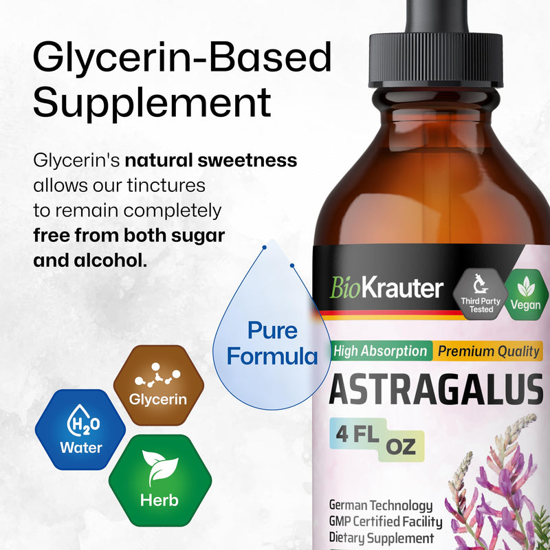 [Australia] - Astragalus Tincture - Organic Astragalus Root Extract for Immune Support - Alcohol and Sugar Free - High Absorption - Vegan Astragalus Extract Drops 4 Fl.Oz. 4 Fl Oz (Pack of 1) 