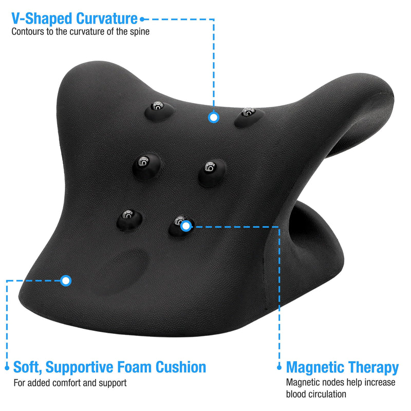 [Australia] - HealthSmart Neck & Shoulder Traction Device, Neck & Shoulder Relaxer, Magnetic Therapy, Cervical Spine Alignment and TMJ Relief, Neck Pain Relief, Black One Size 
