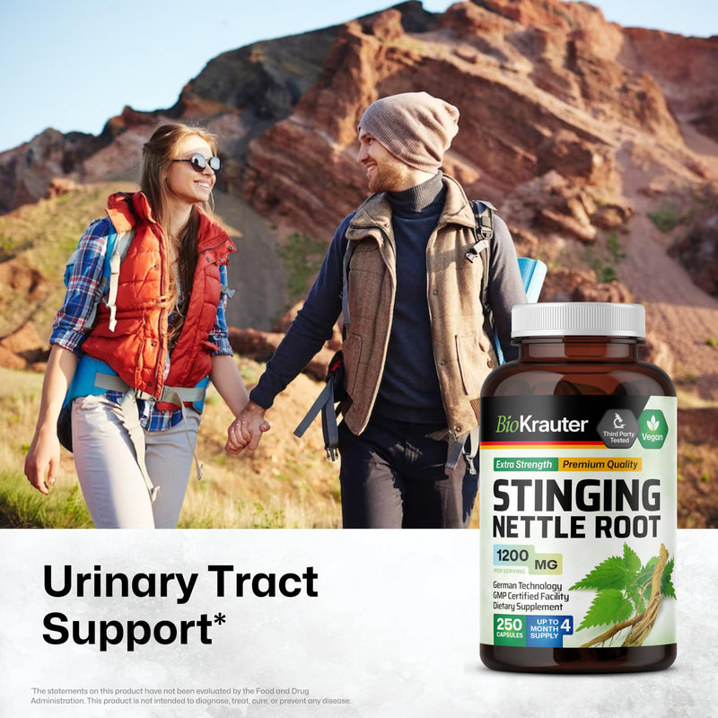 [Australia] - BIO KRAUTER Stinging Nettle Capsules 1200 mg - 250 Natural Urinary Tract & Overall Support Caps - Nettle Root Powder (Urtica Dioica) - Non GMO 250 Count (Pack of 1) 