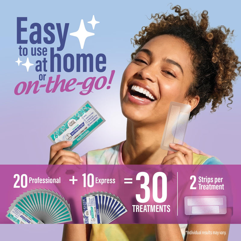 GuruNanda Teeth Whitening Strips Kit - 30-Day Treatment with Non-Slip, Dry Strip Technology - Whitening Designed with Care for a Brighter Smile 60 Count (Pack of 1)