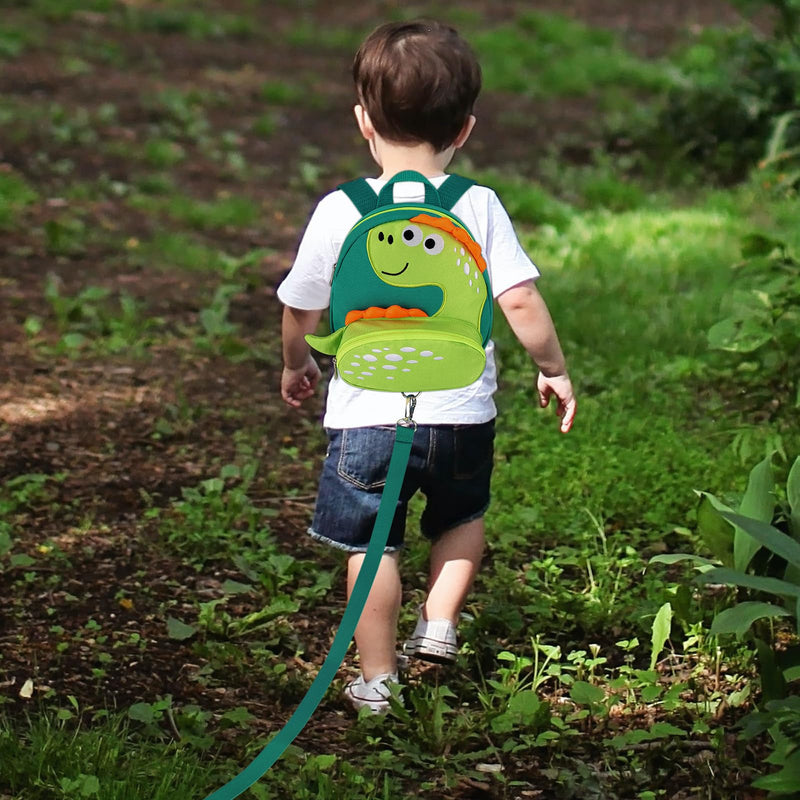 [Australia] - Accmor Toddler Harness Backpack Leash, Cute Dinosaur Backpacks with Anti Lost Wrist Link, Cute Mini Child Backpack Wristband Tether Strap and Protection Leashes for Boys Girls Aged 1-3 Years Aquamarine/Lightgreen Dinosaur 