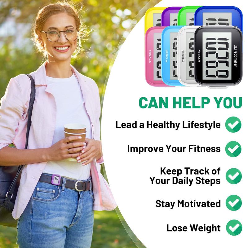 [Australia] - 3D Pedometer for Walking, Simple Step Counter for Walking with Large Digital Display, Step Tracker with Removable Clip Lanyard, Accurately Track Steps for Men Women Kids Adults Seniors Black 