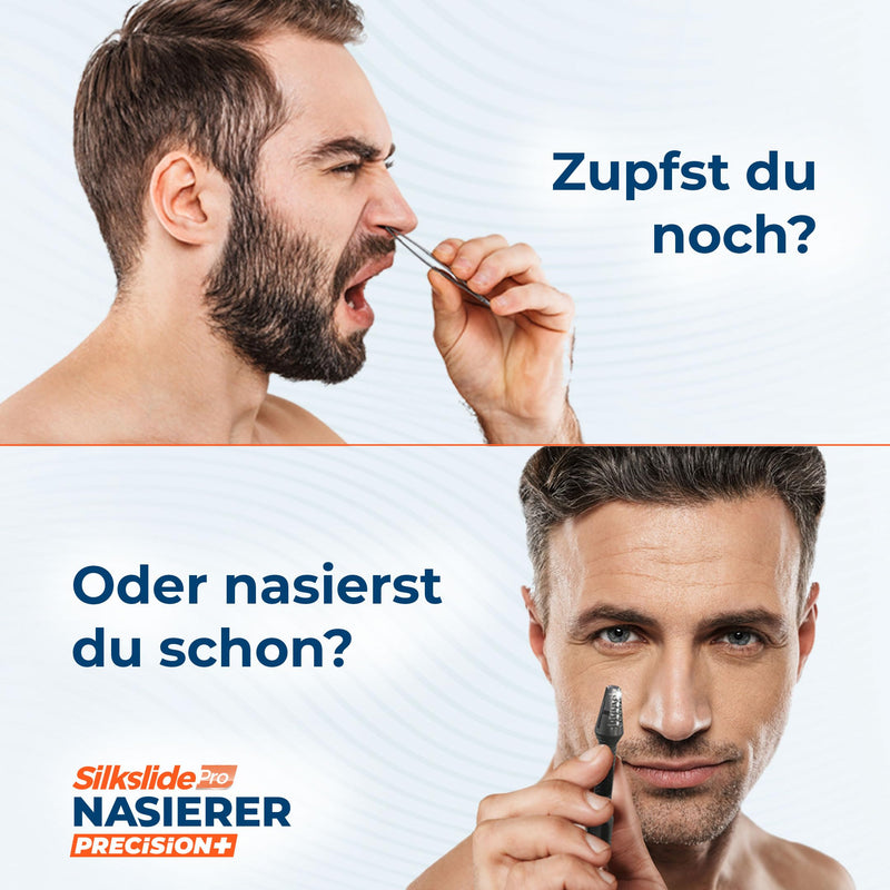 [Australia] - SilkslidePro Nasier Set of 2 - Men's Nose Hair Trimmer - Nose Hair Remover - High-Precision Blades from Solingen - with Blade Protection - No Power & Battery 2x Nasier 